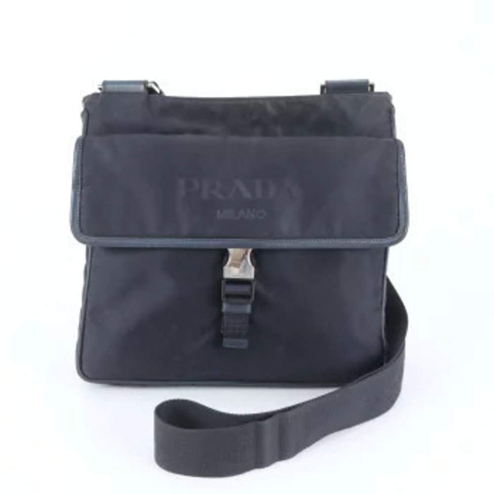 Prada Tessuto Leather Messenger Crossbody Bag Navy Blue